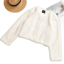 JAKAWIN Women's Faux Fur Coat Long Sleeve Shaggy Jacket Open Front Outwear Short Winter Warm Parka Coats 2-6 1 White