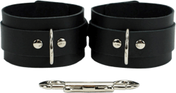Carmine Combo Wrist and Ankle Cuffs Genuine Leather Handmade Leather Cuffs Combo (Black, Ankle)