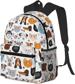 WURTON Cartoon Cat And Dog Print Backpacks Casual,Pacious Compartments,Work,Travel,Outdoor Activities Unisex Daypacks Cartoon Cat and Dog One Size
