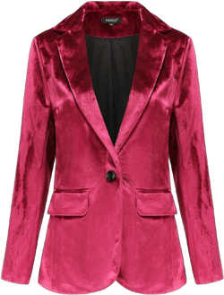 CHARTOU Women's Comfy Tailored Collar Shimmer Velvet 1-Button Blazer Suit Jacket