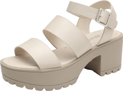 DREAM PAIRS Platform Heels for Women Lightweight Chunky Open Toe Stylish Comfortable Fisherman Sandals with Adjustable Ankle Strap 6.5 Beige