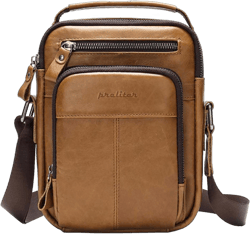 Premium Leather Crossbody Bag for Men - Spacious Compartments, Stylish Design, Perfect for Business and Outdoor Activities Brown