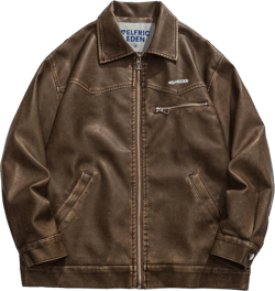 Aelfric Eden Mens Leather Jacket Vintage Oversized Brown Leather Jacket Unisex Casual Zip-Up Motorcycle Jacket with Pockets