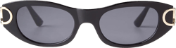 Retro Oval Sunglasses for Women Classic 90s Narrow Oval Sun Glasses Trendy Vintage Cat Eye Shades Black/Grey