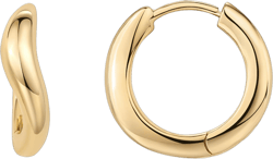PAVOI 14K Gold Plated Sterling Silver Posts Wavy Huggie Hoops | Twisted Wave Hoop Earrings for Women Yellow Gold 18k vermeil gold