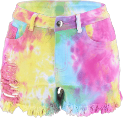 Tie Dye Denim Shorts for Women 2024 Summer Hot Pants Button High Waist Ripped Jean Pants Sexy Fashion Casual Shorts XX-Large Blue