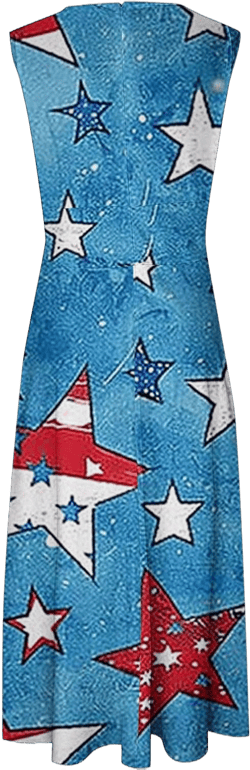Womens American Flag Print Dress 4Th of July Summer Boho Beach Sleeveless Corset Patriotic Flowy Travel Floral Dress 12 Sky Blue Small