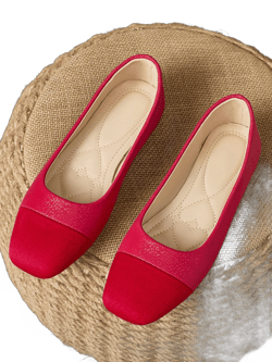 Women's Square Toe Casual Flats, Handmade Comfortable Slip On Shoes, Versatile For Daily Commute, Outdoor Activities And Everyday Wear, Red