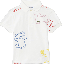 Lacoste Women's Short Sleeve All Over Print Tennis Play Croc Polo Shirt 12 Years Cake Flour White/Print