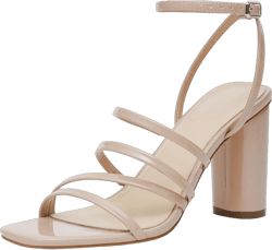 Women Heeled Sandals Square Open Toe Block High Heels Strappy Chunky Heels Ankle Strap Sandals Comfort Dress Party Prom Shoes 7 Patent Nude