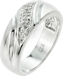 .925 Sterling Silver 5 Diamond Accented Men's Wedding Band (J-K Color, I1-I2 Clarity) - Size 6