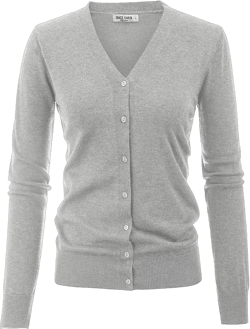 GRACE KARIN Women's Long Sleeve Button Down Vee Neck Classic Sweater Knit Cardigan Light Grey X-Small