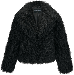 GRAN ORIENTE Women Burgundy Shaggy Cropped Jacket Coats,2024 Winter Fluffy Faux Fur Warm Long Sleeve Outerwear