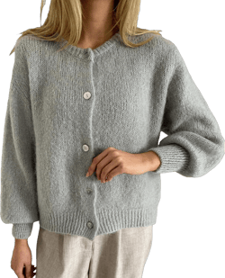 Y2k Knitted Cropped Cardigan Sweaters Women Long Sleeve Button Down Open Front Casual Cardigan Knitwear Top Light Grey #001 Large