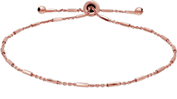 SEA OF ICE Sterling Silver 1mm Diamond-Cut Bar Station Rolo Chain Adjustable Bracelet for Women Rose Gold