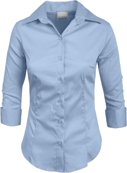 NE PEOPLE Button Down Shirt - Women's 3/4 Sleeve Roll Up Stretch Collar Office Work Formal Casual Basic Blouse Top (S-6XL) Blue 6X-Large