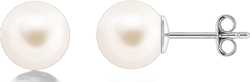 ANGARA Freshwater Cultured Pearl Solitaire Stud Earrings for Women in Sterling Silver / 14K Solid Gold | June Birthstone, Birthday, Engagement, Anniversary, Wedding Jewelry Gift for Women Grade- AAA | Size- 10mm Silver