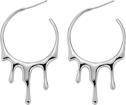 Fashion Drop Icicle C-Shaped Hoop Earrings Metal Melting Dripping Shaped Earrings for Women Jewelry Earrings Silver