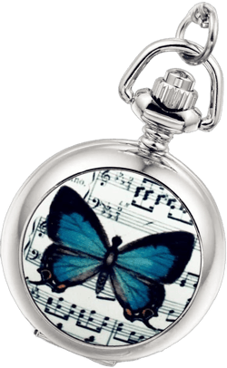 Lancardo Women Pocket Watch Beautiful Butterfly Silver Quartz Sweater Necklace with Chain Pendant Watch for Christmas