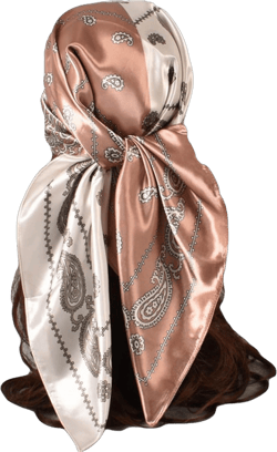 FIN86 Women Casual Scarf Silk Flower Printed Silk Scarf Printing Square Scarf Turban Hair Satin Scarf (Pink, One Size)