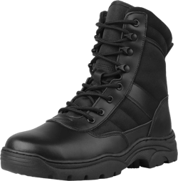 QUNLON Men's Tactical Boots Military Boots for Men Side Zipper Combat Motorcycle Boots Lightweight Army Work Boots 8'' Duty Boots 8.5 Black