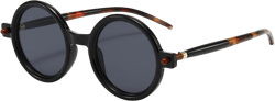 JOVAKIT Polarized Retro Round Sunglasses for Women Men Vintage Trendy Oversized Circle Sun Glasses UV400 Protection 03 Black&tortoise/Grey 58 Millimeters