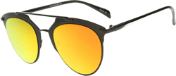 Women's City Pantos Aviator Mirrored Lens Sunglasses (Black)