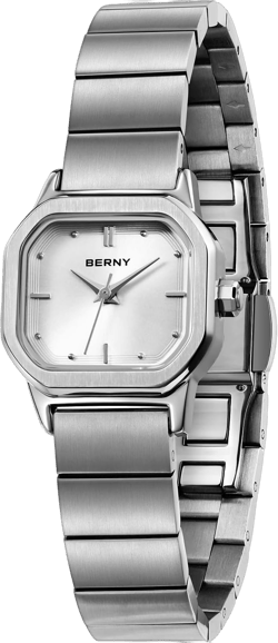 BERNY Silver Watches for Women Dainty Ladies Square Quartz Watch Japanese Quartz Movement 3ATM Waterproof Small Female Wrist Watch Fashion Birthday Gifts for Lady white