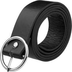 Elerevyo Women's PU Leather Belts Black Waist Belt with Pin Buckle for Jeans Round Silver Buckle