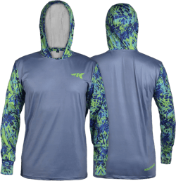 KastKing UPF 50 Fishing Hoodie Shirt for Men and Women, Long Sleeve Fishing Hiking Shirt, Breathable Moisture Wicking XX-Large F:blue Tang/Gray Without Neck Gaiter