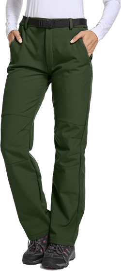 Jessie Kidden Women's Waterproof Pants Hiking Ski Snow Fish Fleece Lined Insulated Outdoor Golf Travel Pant Army Green 6
