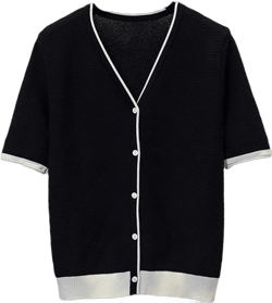 Women Thin Knit Cardigan Sweater Short Sleeve V-Neck Vintage Knit Tops 3X-Large Black