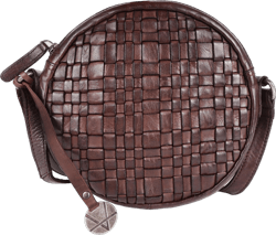 Genuine Leather Round Crossbody Bags For Women, Sling Bag For Women Crossbody Purse Trendy Casual Brown