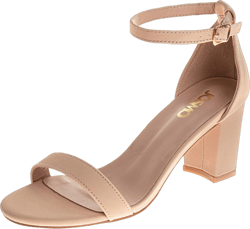 Josmo Women Dress Heel Pumps with Ankle Straps - Adult Fashion Dressy Open Toe Block Heel Shoes - Adult Sizes 6-10 9 Nude