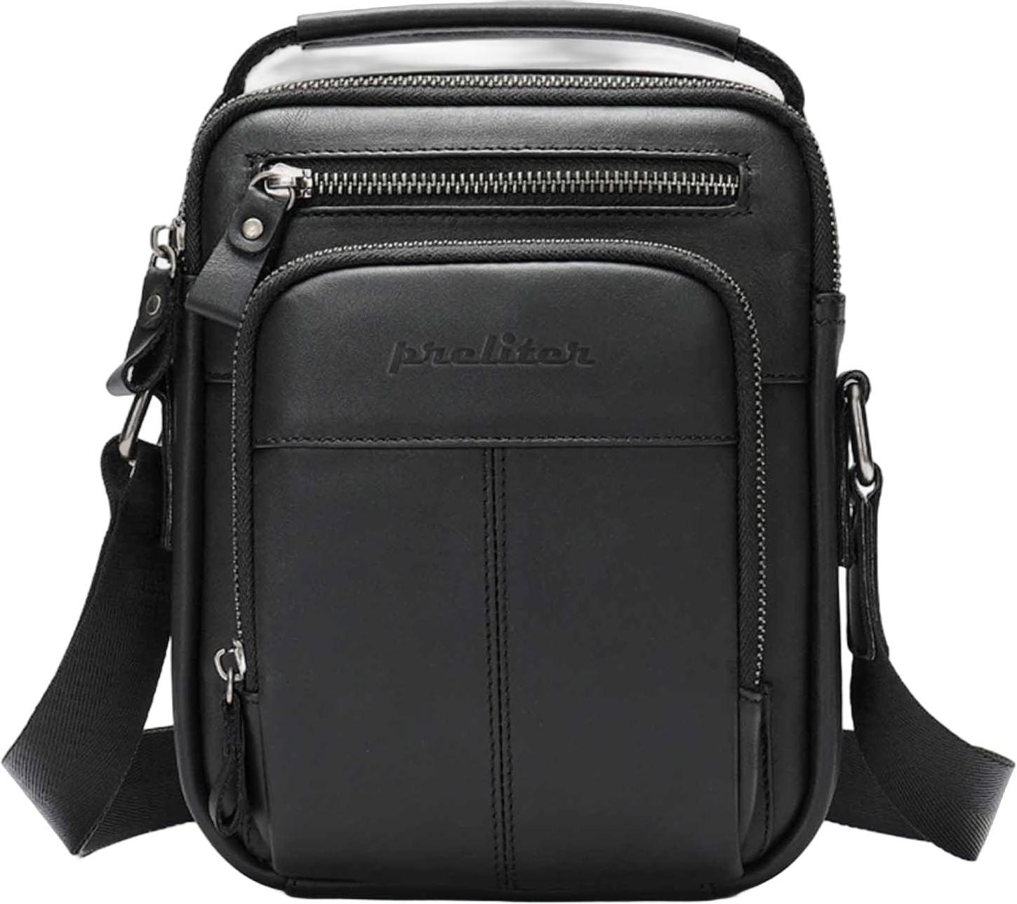 Premium Leather Crossbody Bag Stylish Black Messenger Bag Spacious and Durable Men's Shoulder Bag Ideal for Business Outdoor Activities
