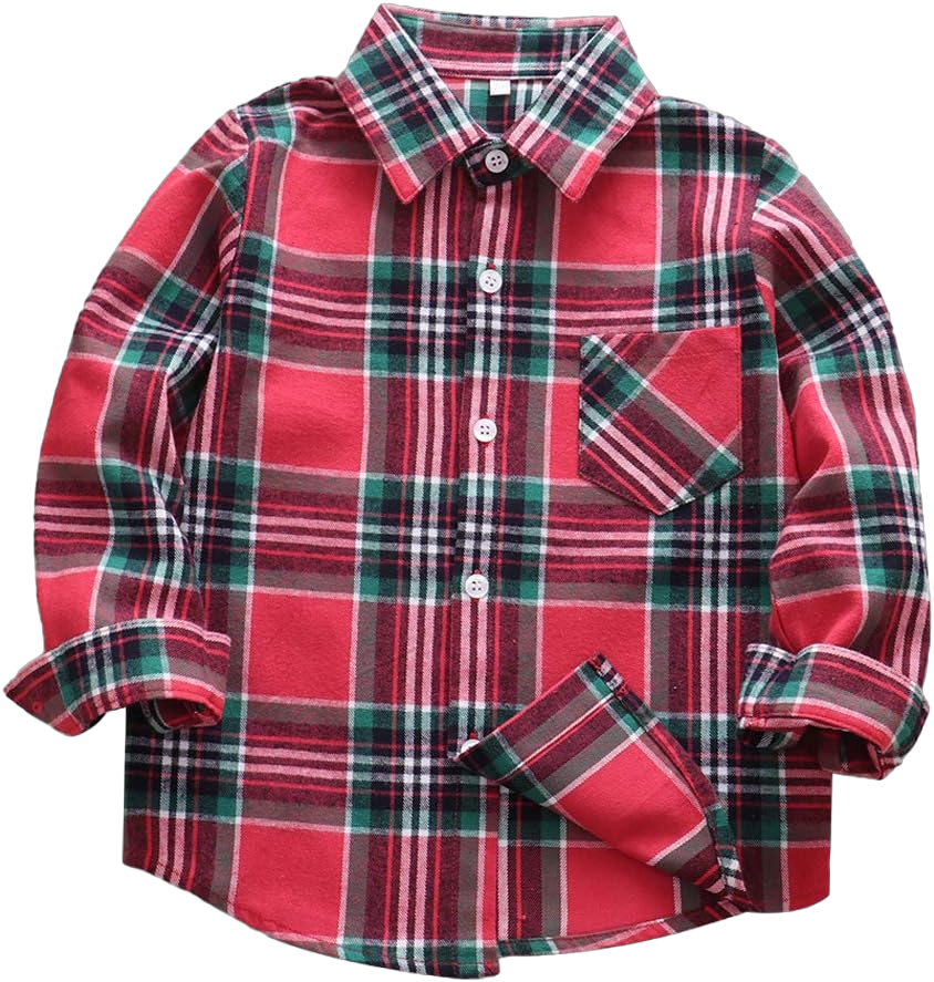 Men & Boy Button Down Shirt Kid Flannel Shirt Toddler Buffalo Plaid Shirt Boys Western Shirts Long Sleeve Father Son Shirt 8 Years Red Green