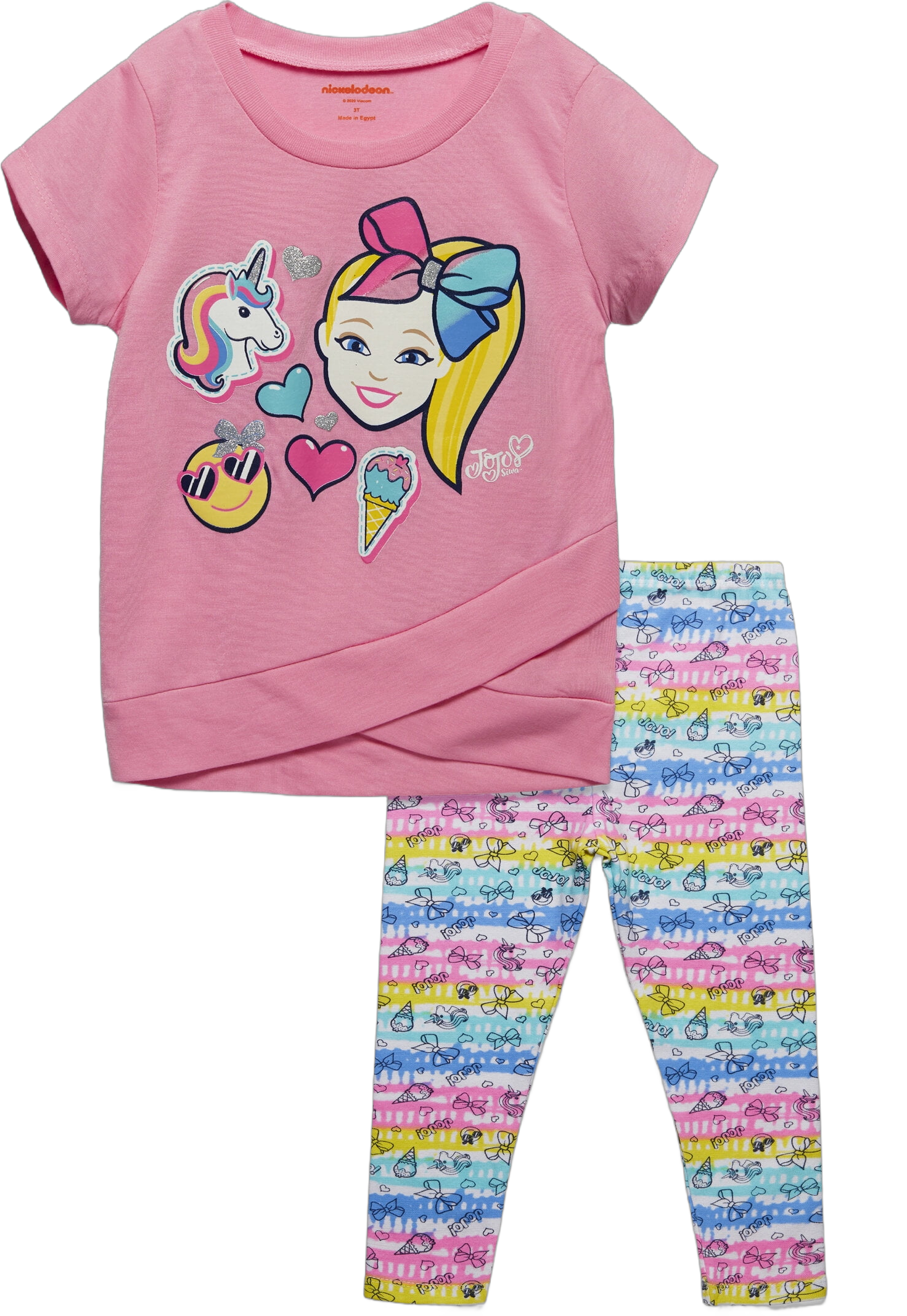 JoJo Siwa Jojo Siwa Unicorn Little Girls Crossover T-Shirt and Leggings Outfit Set Toddler to Big Kid