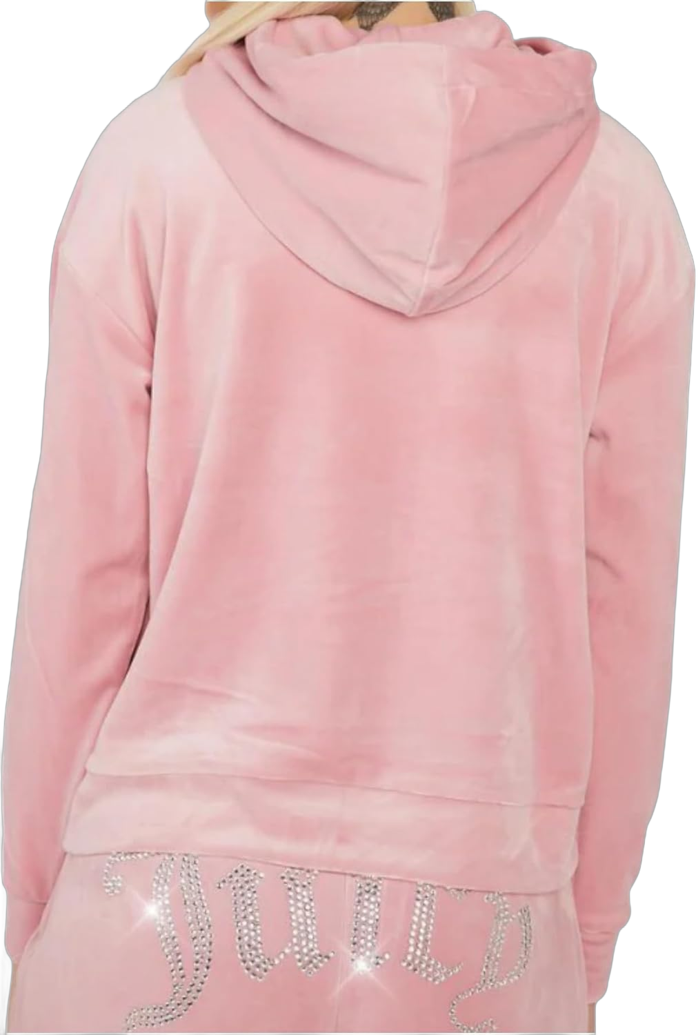 Juicy Couture Women’s Oversized Big Bling Velour Hoodie (US, Alpha, Small, Regular, Regular, Rose)