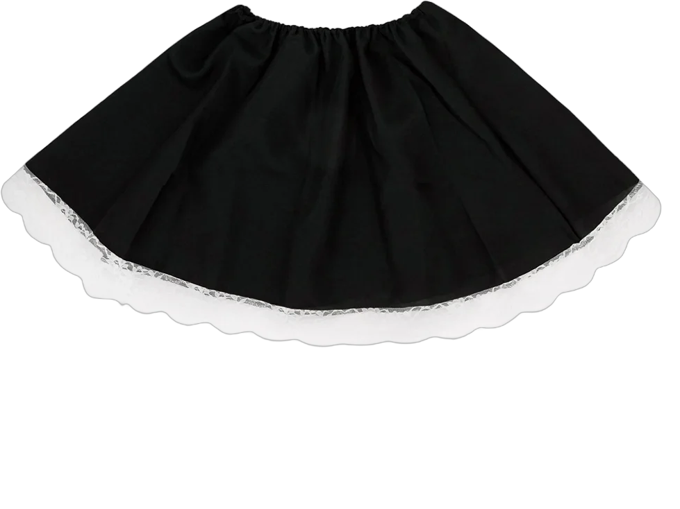 SeasonsTrading Black Costume Skirt White Lace - Girls Women Lolita French Maid Gothic Vampire Witch Waitress Server Dress Up, Halloween, Cosplay