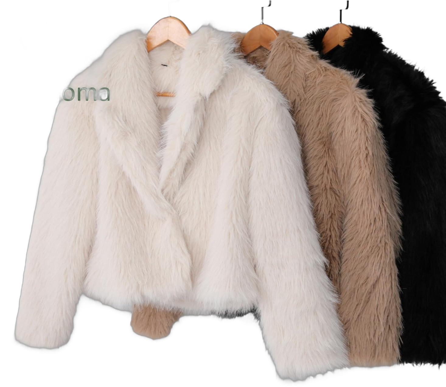 Gozoloma Women's Faux Fur Jacket Long Sleeve V Neck Collared Cropped Coat with Single Button Closure Khaki Large