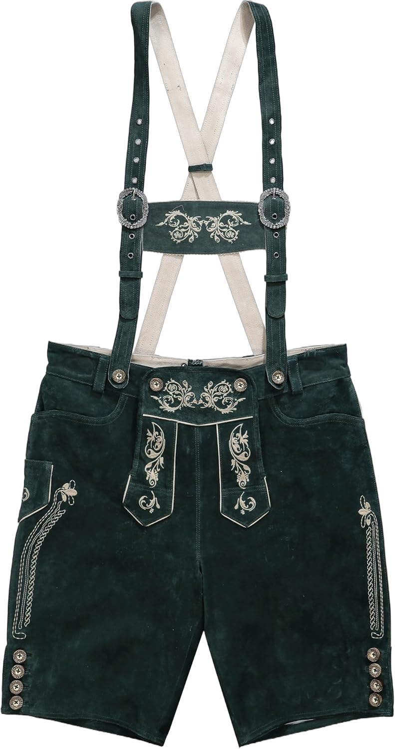 JP 1880 Menswear Big & Tall Plus Size L-8XL Lederhosen Shorts 705528 Bottle Green 32 Regular