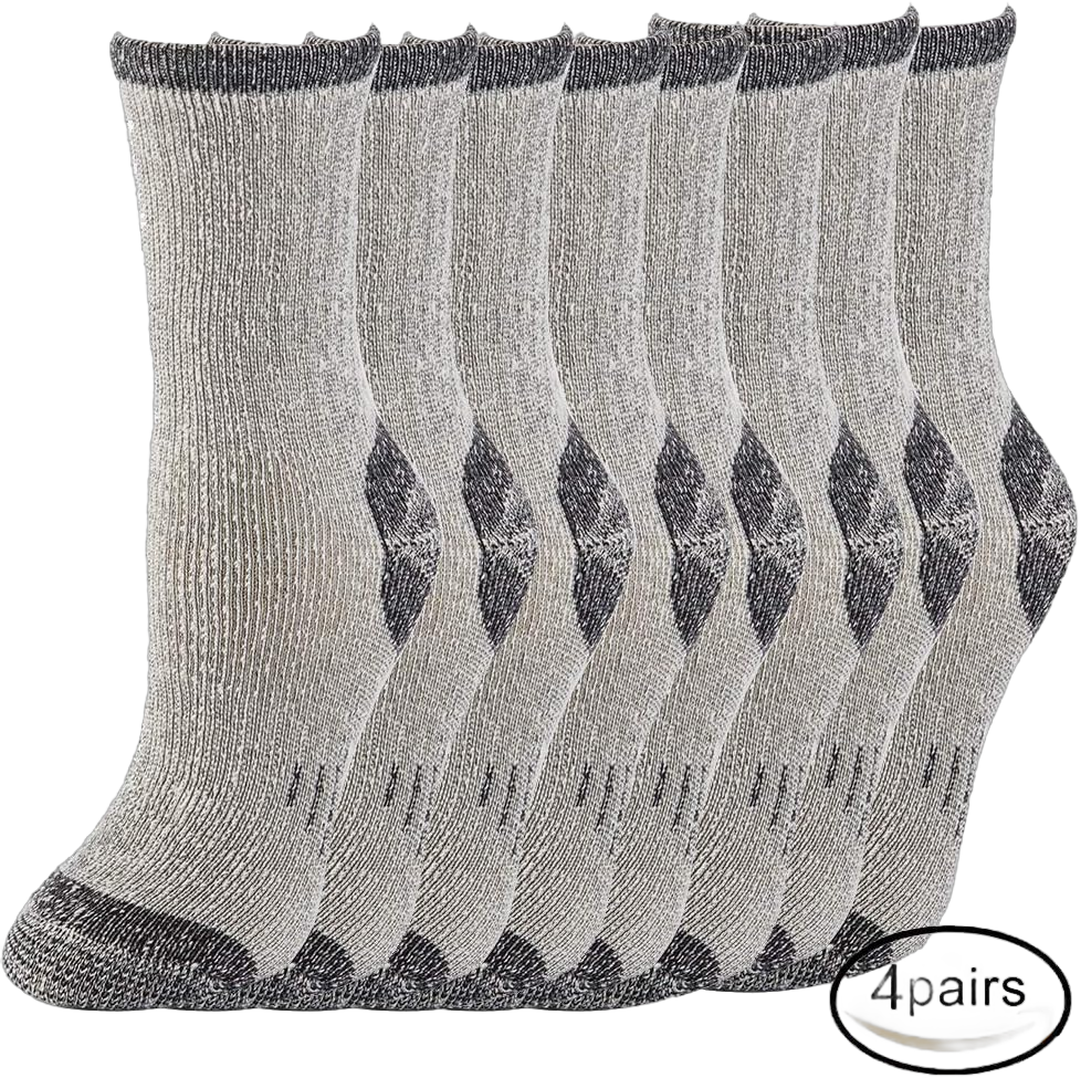 70% Merino Wool Women Crew Socks - Hiking Outdoor Athletic Thermal Thickening Cushion … 9-11 4 Pair Black