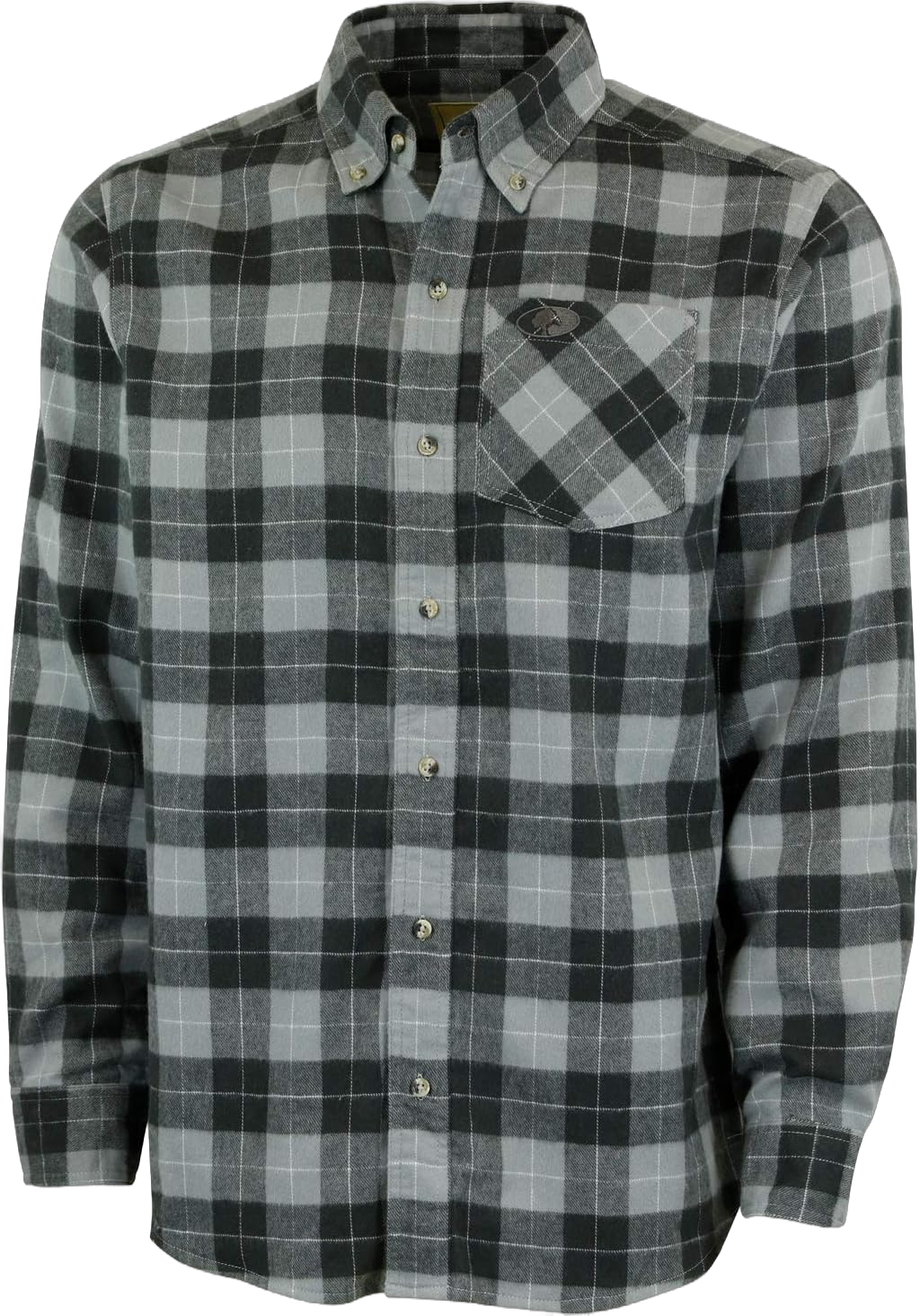 Mossy Oak Flannel Shirt for Men, Buffalo Plaid Long Sleeve Mens Flannel Shirts Grey Buffalo Check Medium