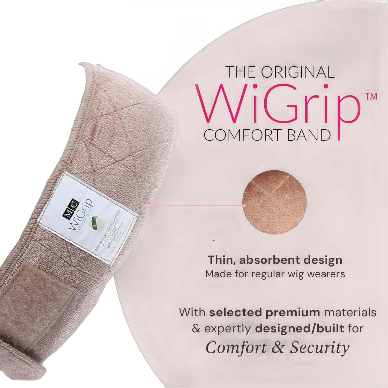 MILANO COLLECTION WiGrip, The Original Comfort Wig Grip Band, Adjustable Wig Bands for Women Provide Glueless Support, Non-Slip Wig Grip Headbands, Tension-Free, One Size Fits All, Tan, 2 Pack Nude