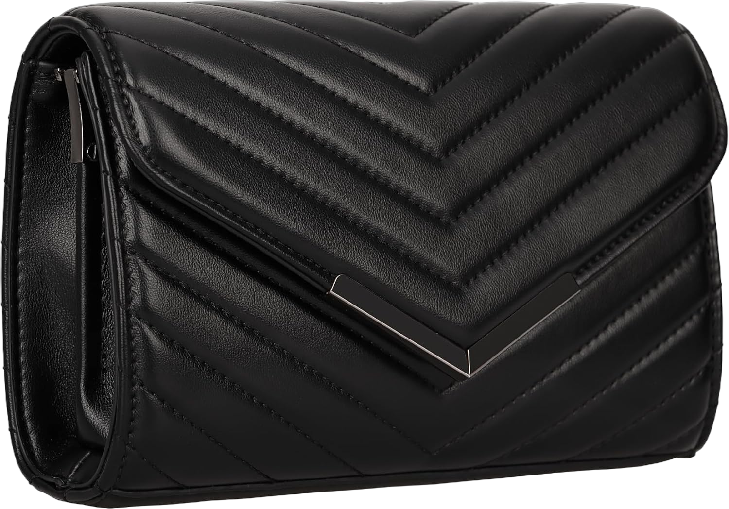 DEXMAY Women Clutch Purses Fashion Quilted Vegan Leather Envelope Evening Handbags Crossbody Bags with Chain Shoulder Strap Black