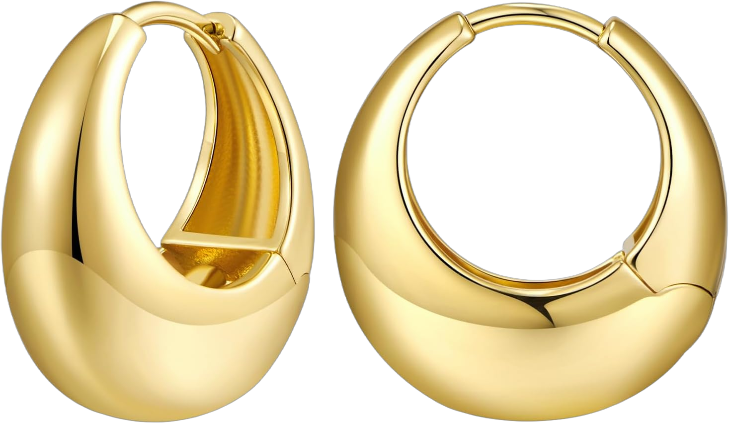 YUJIE Gold Hoop Earrings Chunky Gold Huggie Earrings for Women 18K Gold Plated Earrings Hypoallergenic Small Gold Hoop Earrings for Men Fashion Jewelry golden