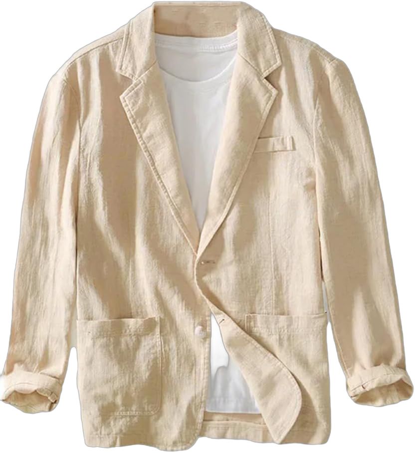 Men's Linen Cotton Blazer buttons Long Sleeve Casual Business Loose Solid Color Suit Jackets XX-Large Khaki