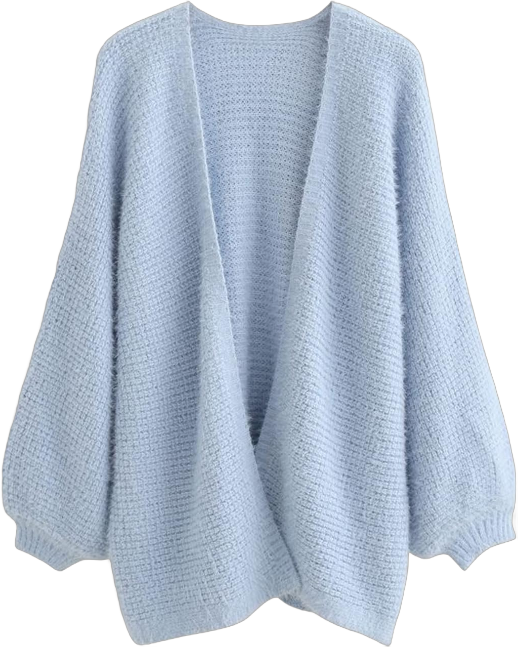 CHICWISH Women Fuzzy Open Front Waffle Knit Cardigan Long Lantern Sleeve Oversize Classy Cozy Cardigan Sweater Tan/Pink/Blue