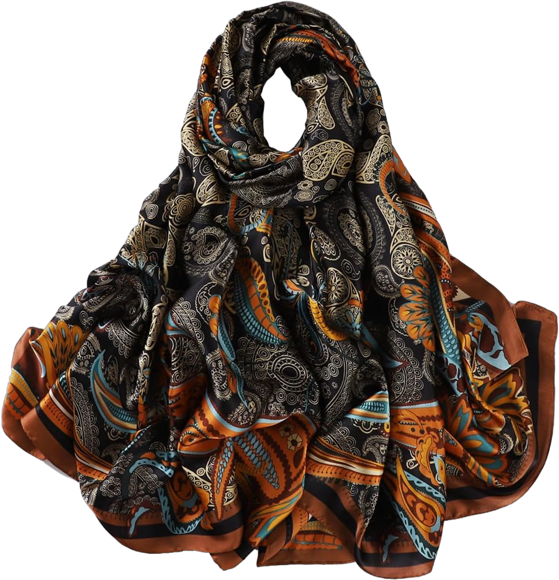 Women Scarf Headscarf Silk Feeling Scarf Fashion Scarves Long Lightweight Shawls for Women A502
