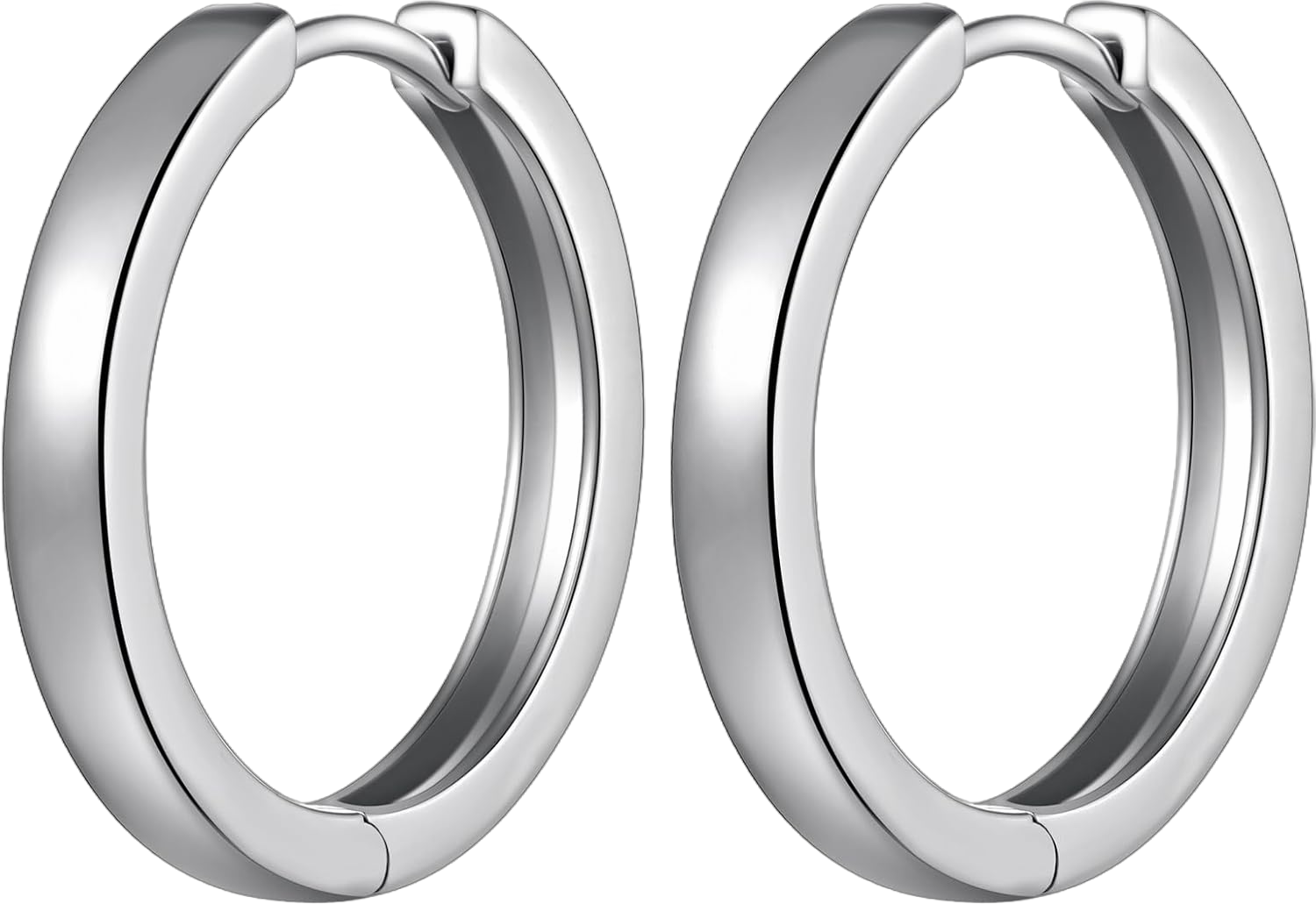 Simple Hoop Earrings for Women, Hypoallergenic Hoops Jewelry Huggies Sleeper Earrings 925 Sterling Silver Ear Post 18MM 20MM 25MM 20mm White